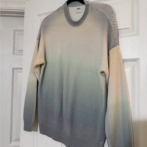 Zara Men's Ombre Sweater - Gray and Cream